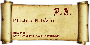 Plichta Milán névjegykártya